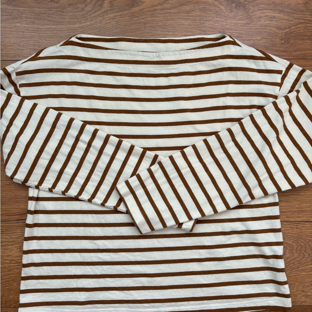 Doen Striped Long Sleeve Boat Neck Top